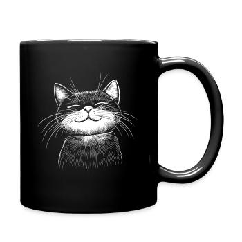 Katze Skizze  - Tasse einfarbig - Schwarz - Rechts