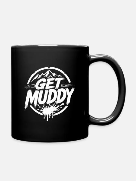 Get Muddy - White Logo - Full Colour Mug - black