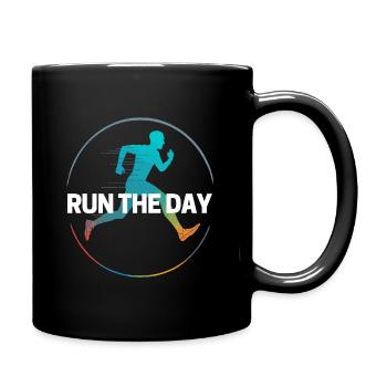 Run - Running The Day Lauf Motivation Jogging - Tasse einfarbig - Schwarz - Rechts