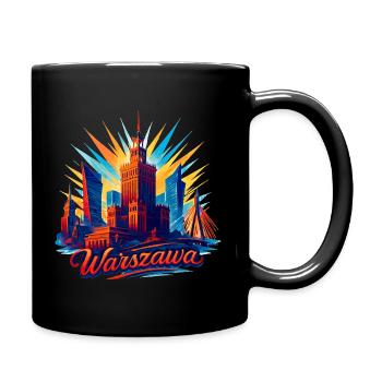 Warschau Skyline: Modernes Epos in Bunten Farben - Tasse einfarbig - Schwarz - Rechts