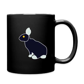 Minimalist Blue Black Rabbit - Full Colour Mug - black - Right