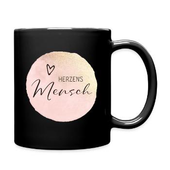 Herzensmensch - Tasse einfarbig - Schwarz - Rechts