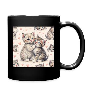 Pastel Kittens Heartfelt Hug - Full Colour Mug - black - Right