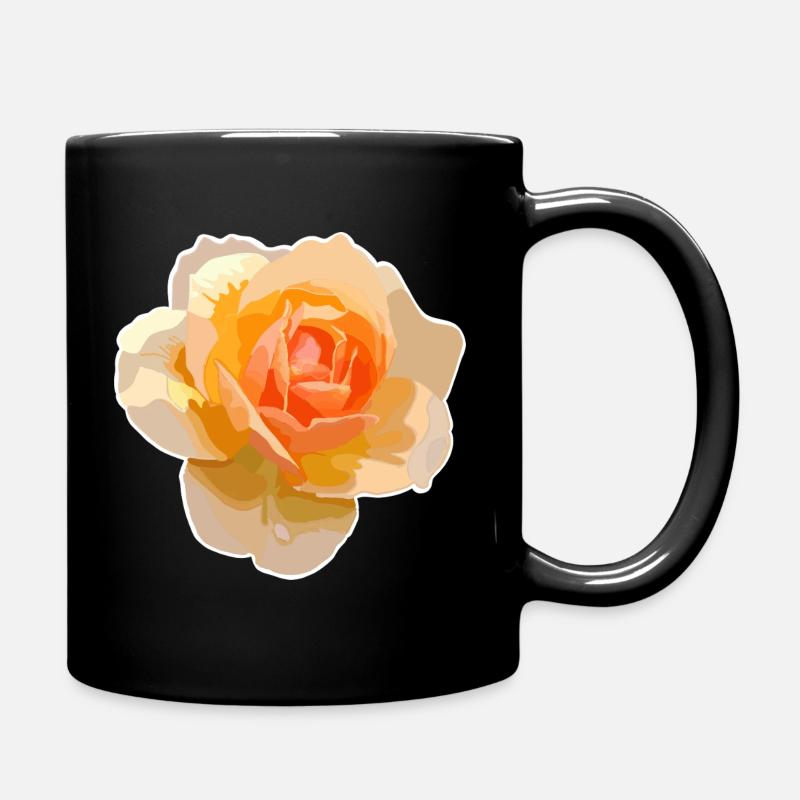 Orangefarbene Rose im Aquarellstil - Tasse einfarbig - Schwarz
