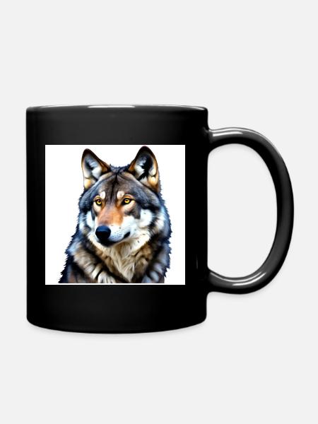 Portrait d’un loup aux yeux jaunes - Mug uni - noir