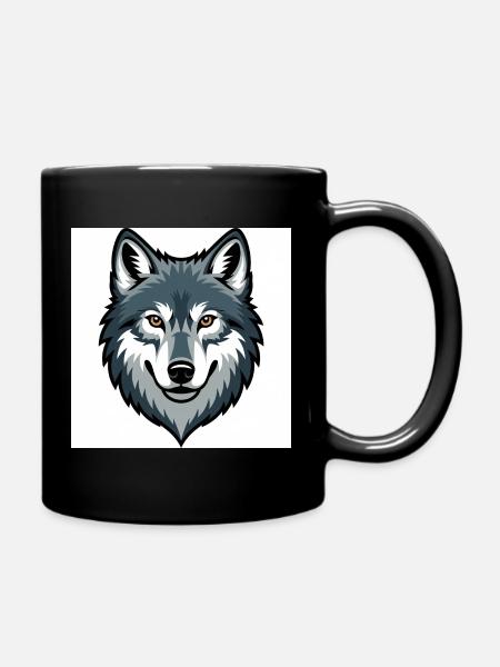 Wolf Head – illustration stylisée - Mug uni - noir
