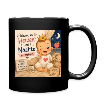 Geboren um Herzen zu Erobern - Tasse einfarbig - Schwarz - Rechts