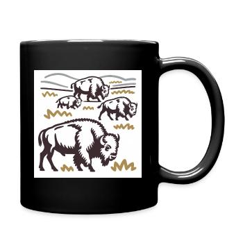 Bisonherde auf der Steppe - Tasse einfarbig - Schwarz - Rechts