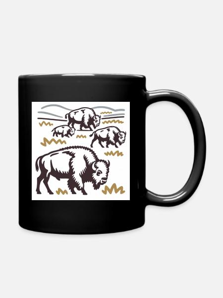 Troupeau de bisons sur la steppe - Mug uni - noir