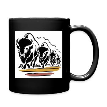 Büffelhorde in Bewegung - Tasse einfarbig - Schwarz - Rechts