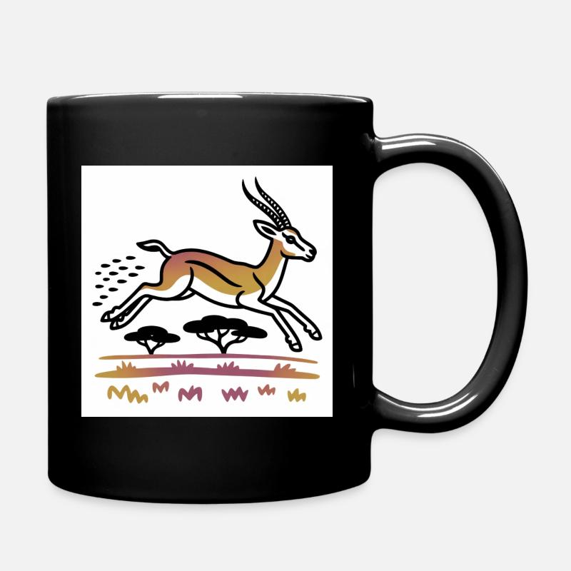 Gazelle in golden landscape - Full Colour Mug - black