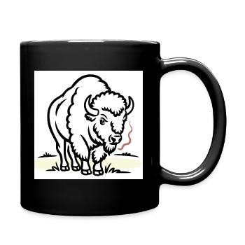 Bisons avec une cigarette dans le champ - Mug uni - noir - Droite