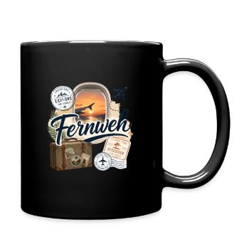 Fernweh - Reise - Abenteuer - Tasse einfarbig - Schwarz - Rechts
