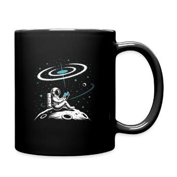 Un rat de bibliothèque d’astronaute qui lit sur la lune - Mug uni - noir - Droite
