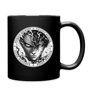 Dualité Dragon-Humain méchant badge noir - Mug uni - noir - Droite