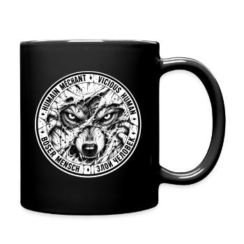 Loup Humain Méchant badge noir - Mug uni - noir - Droite