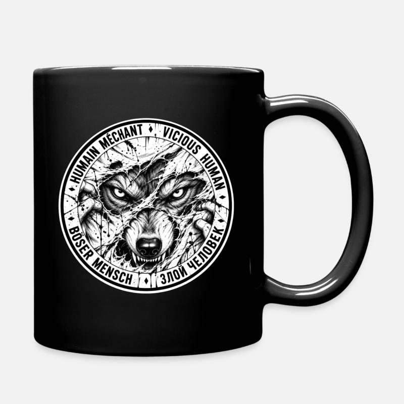 Loup Humain Méchant badge noir - Mug uni - noir