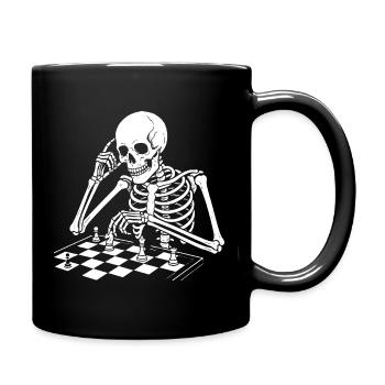 Skelett spielt Schach - Tasse einfarbig - Schwarz - Rechts