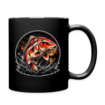 Red White Koi Splash Art Design - Full Colour Mug - black - Right