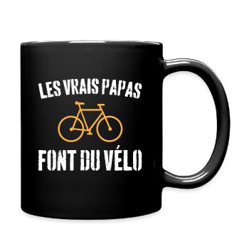 les vrais papas font du vélo / humour papa - Mug uni - noir - Droite
