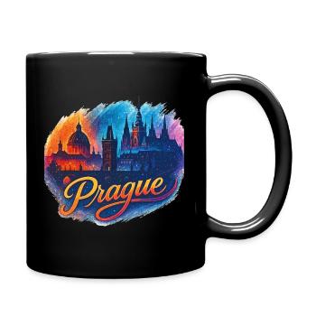 Prag Skyline: Modernes & Episches Fantasy Design - Tasse einfarbig - Schwarz - Rechts