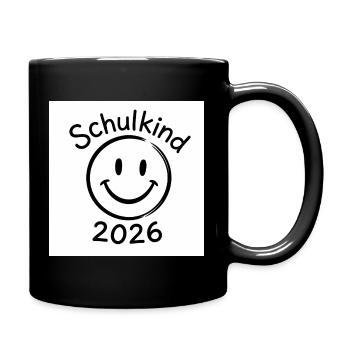 Schulkind 2026 Smileydesign - Tasse einfarbig - Schwarz - Rechts