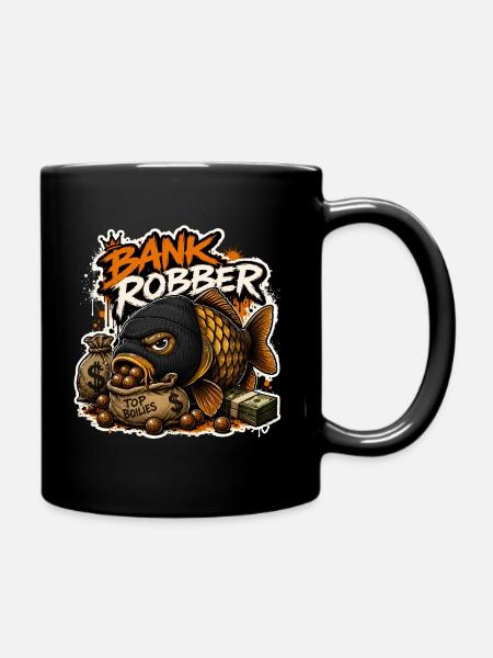 Bank Robber Funny Carp Fishing Design - Full Colour Mug - black