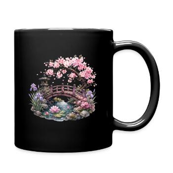 Kirschblüten Garten - Tasse einfarbig - Schwarz - Rechts