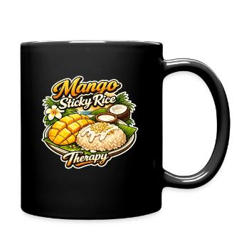 Mango Sticky Rice Therapy Thai Food Design - Full Colour Mug - black - Right