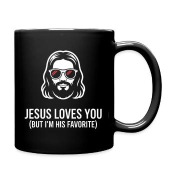 T-shirt préféré de Jesus Loves You - Mug uni - noir - Droite