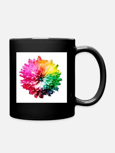 Rainbow Blossom Explosion - Full Colour Mug - black