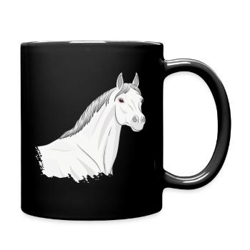 The Head of a Light Grey Abbayan Horse - Full Colour Mug - black - Right