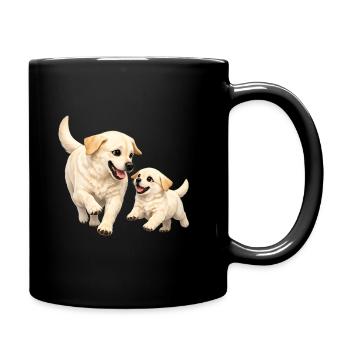 Maman et son bébé courent joyeusement dans la rue - Mug uni - noir - Droite