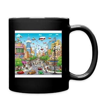 Colourful city of the future - Full Colour Mug - black - Right