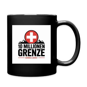 10 Millionen Grenze Schweizer Berglogo - Tasse einfarbig - Schwarz - Rechts