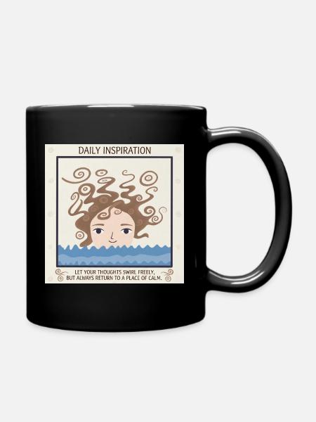 Sea of Tranquility and Thoughts - Full Colour Mug - black