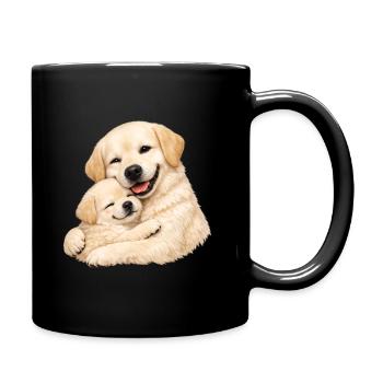 Maman et son chiot se blottissent l’un contre l’autre - Mug uni - noir - Droite