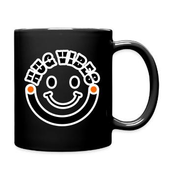Minimalist Modern Hug Vibes Circle – Smile Curve - Full Colour Mug - black - Right