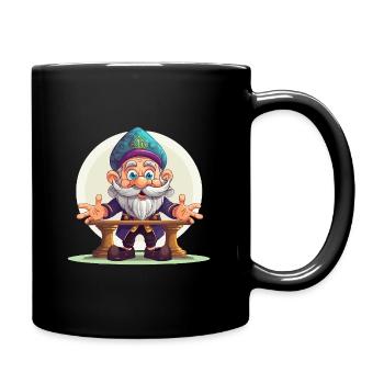 Fröhlicher Gnom am Pult - Tasse einfarbig - Schwarz - Rechts