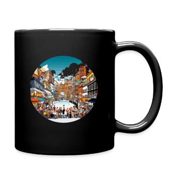Round City Festival Scene - Full Colour Mug - black - Right