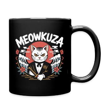 Meowkuza Cat Sword Japan Waves Samurai - Full Colour Mug - black - Right