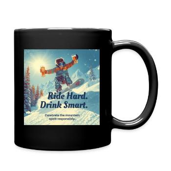 Ride Hard Drink Smart Mountain Fun - Full Colour Mug - black - Right