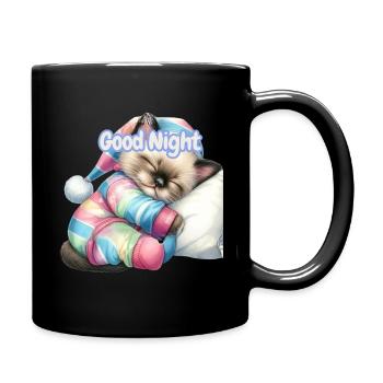 Pastel Kitten Good Night - Full Colour Mug - black - Right