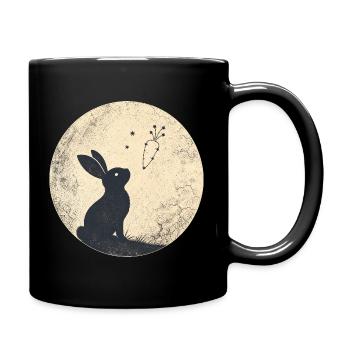 Moon bunny with carrot stars - Full Colour Mug - black - Right
