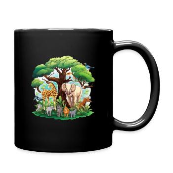 Savannen Tierwelt Rundbild - Tasse einfarbig - Schwarz - Rechts