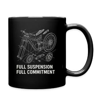 Downhill Bike Skizze - Full Suspension Spruch - Tasse einfarbig - Schwarz - Rechts