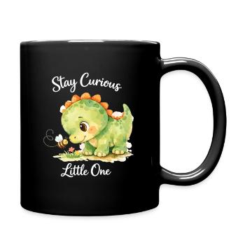 Stay Curious Little One – Aquarell Dino & Biene - Tasse einfarbig - Schwarz - Rechts