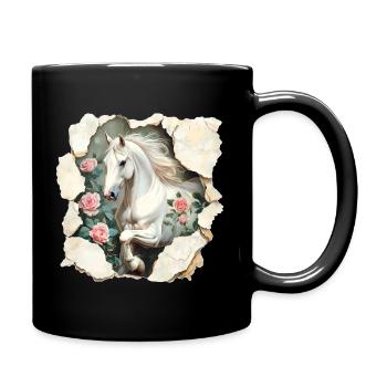 Cheval aux roses - Mug uni - noir - Droite