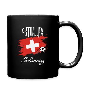 Fussball Fan Schweiz - Tasse einfarbig - Schwarz - Rechts