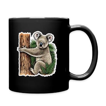 Koala auf dem Baum - Tasse einfarbig - Schwarz - Rechts